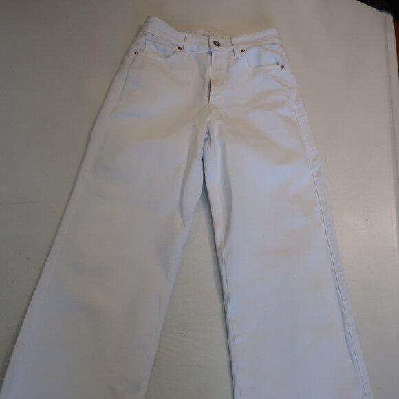 Womens Paige Anessa Crisp White Cropped Wide Leg Denim Jeans 24 - Picture 4 of 11